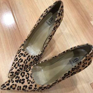 Leopard Fur Pumps with red bottoms